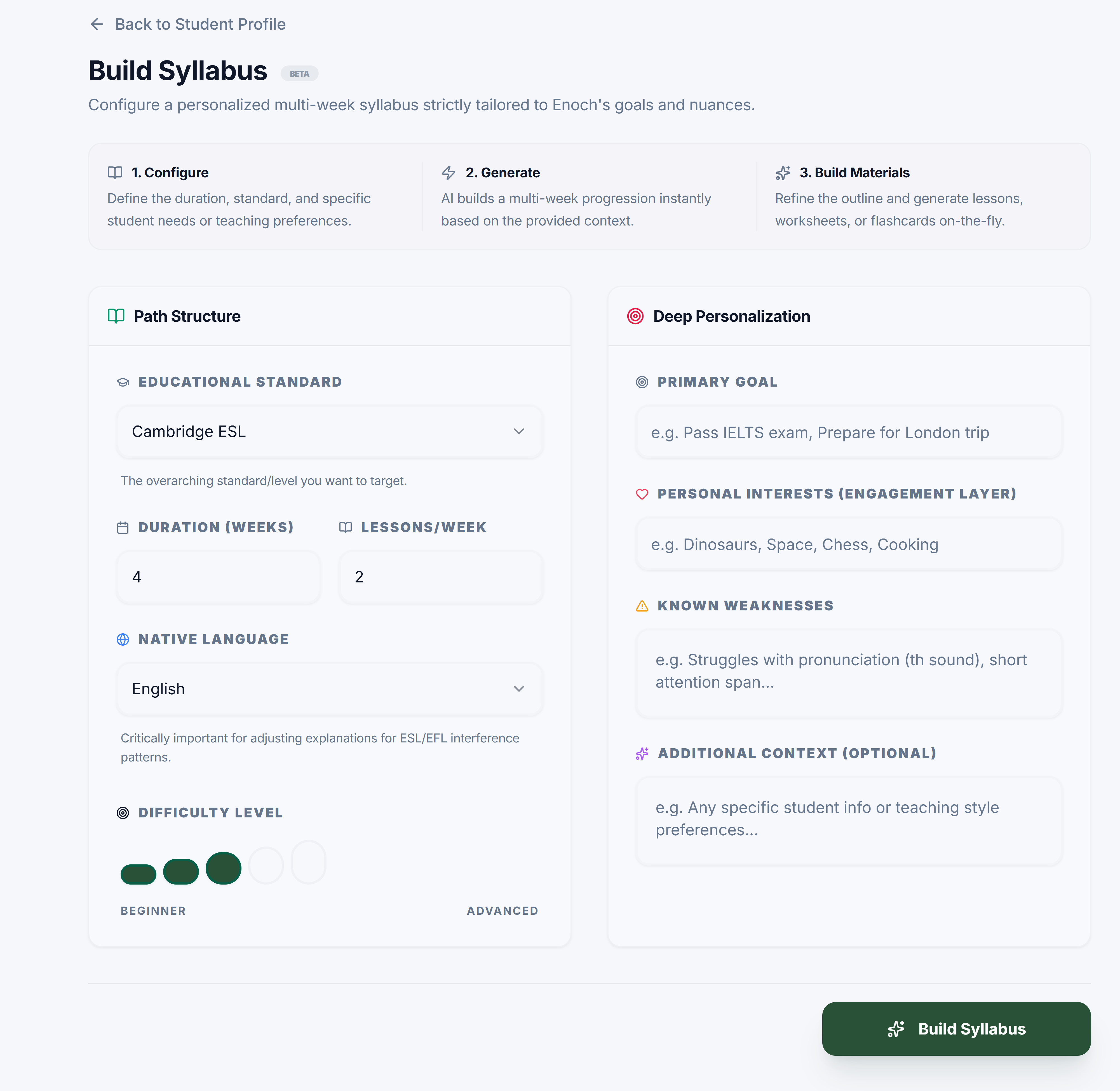 Syllabus configuration form